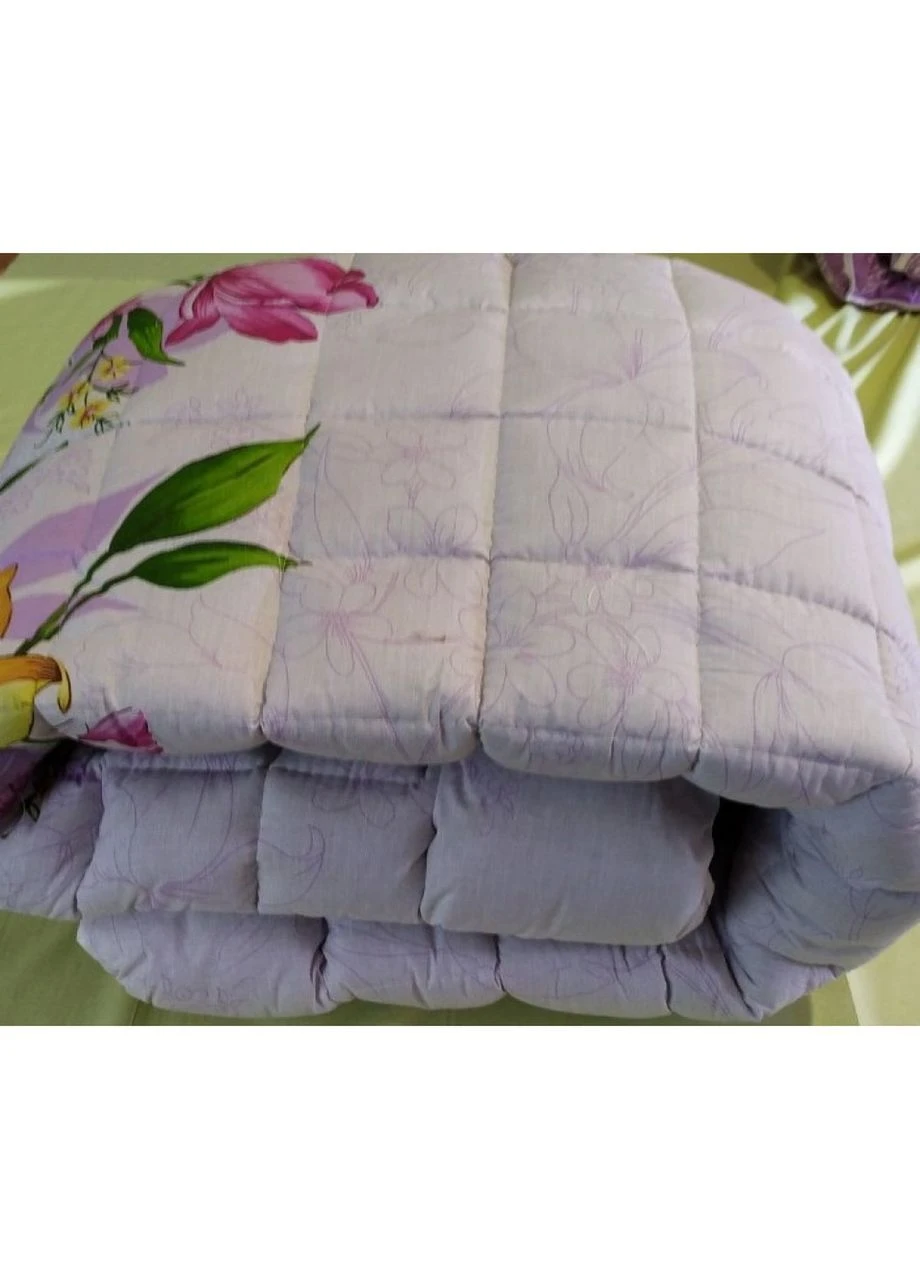 Двоспальна ковдра штучна вовна VITAL-TEXTIL біла бузок Vital-Textile (317753544)