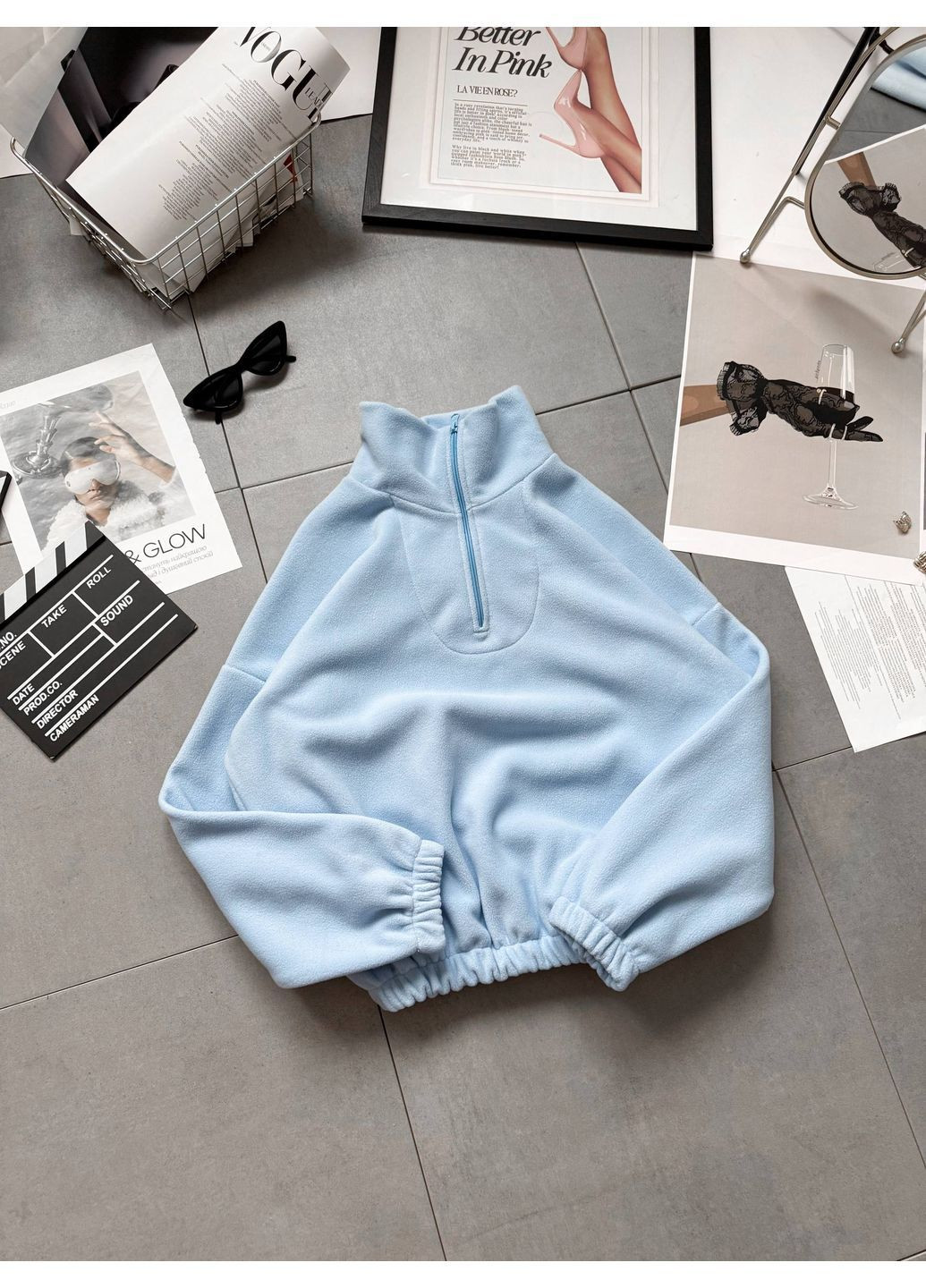 Голубой свитер женский Гермес однотонный молния (367602350)