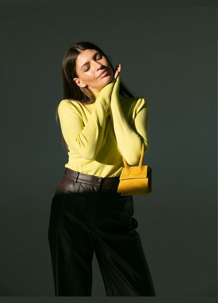 Гольф з воротником стійка лаймовий Milano (304253285)