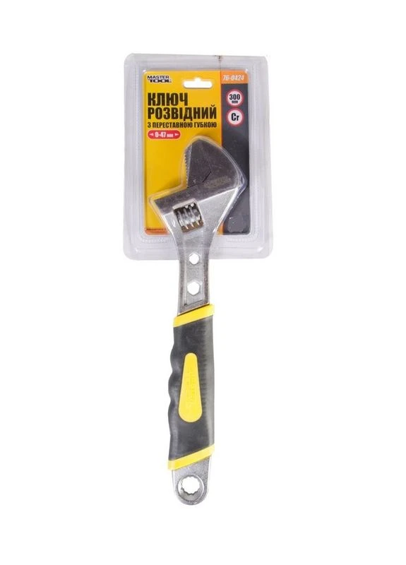 Ключ разводной, 300 мм, 0 – 47 мм, переставная губка, CrV. Black (76-0424) Mastertool (340910772)