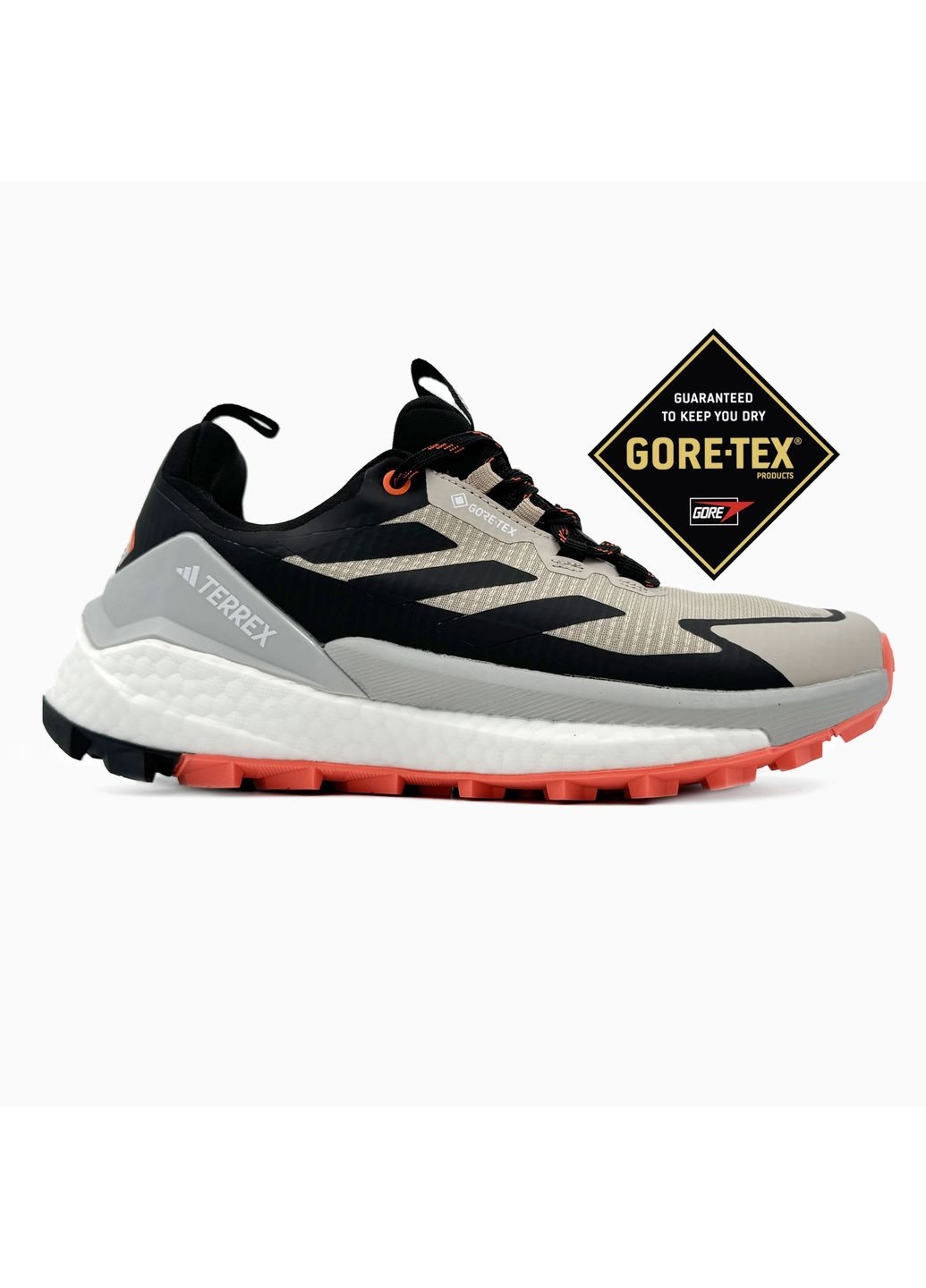 КРОССОВКИ ЖЕНСКИЕ ADIDAS TERREX GORE-TEX LOW BEIGE / BLACK / GREY АДИДАС No Brand серые демисезоны (368859797)