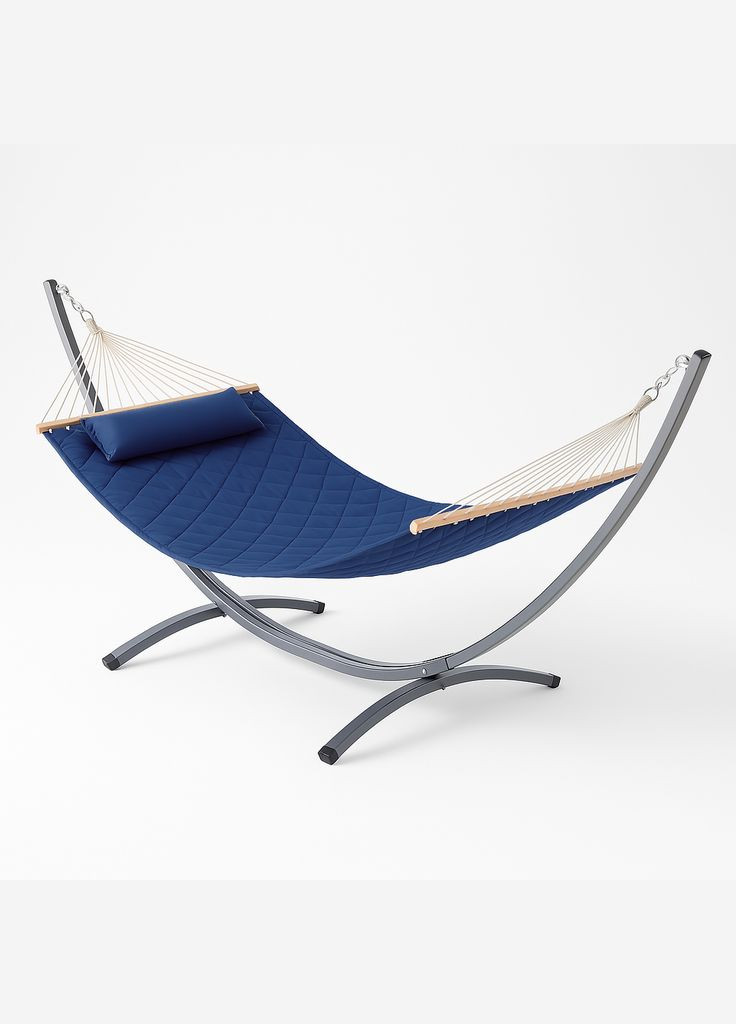 Стойка для гамака + Гамак с планкой SOFT синий XXL 200×140 двухместный WCG (342120821)