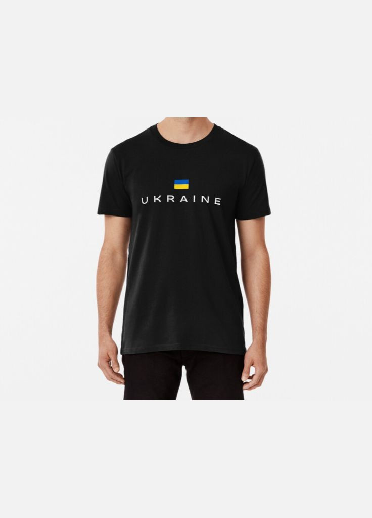 Черная мужская патриотическая футболка с принтом ukraine украина Stedman