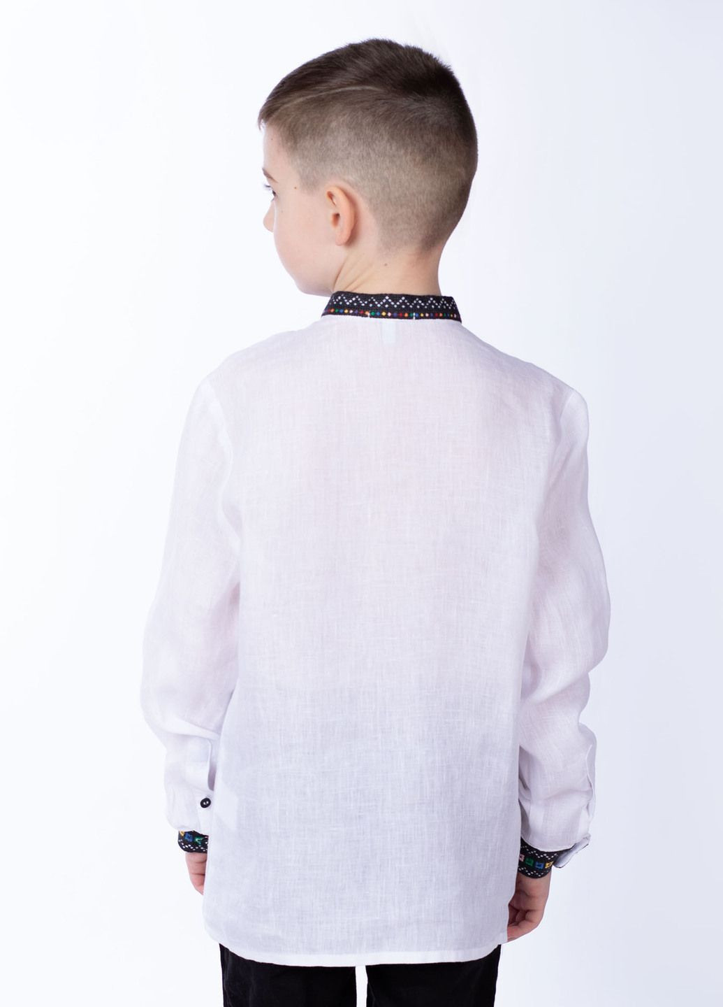 Белая рубашка для мальчиков Едельвіка лен (359381046)