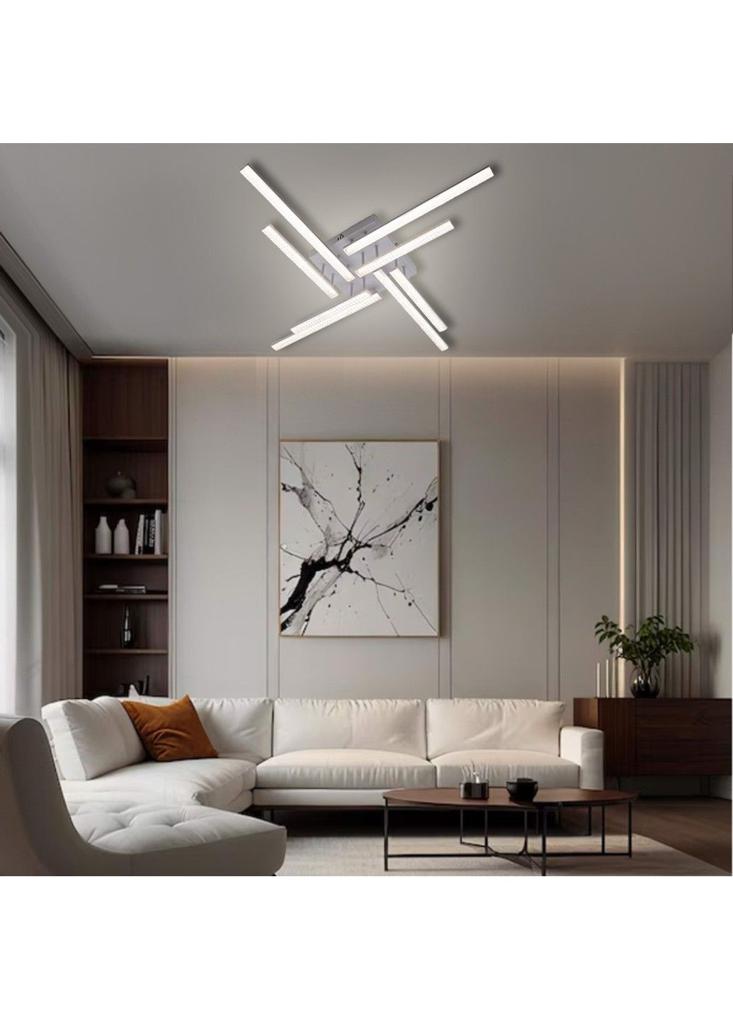 Смарт люстра керована світлодіодна LINE 8L 76 Вт 955x955x125 мм Біла ESLLSE (323652050)