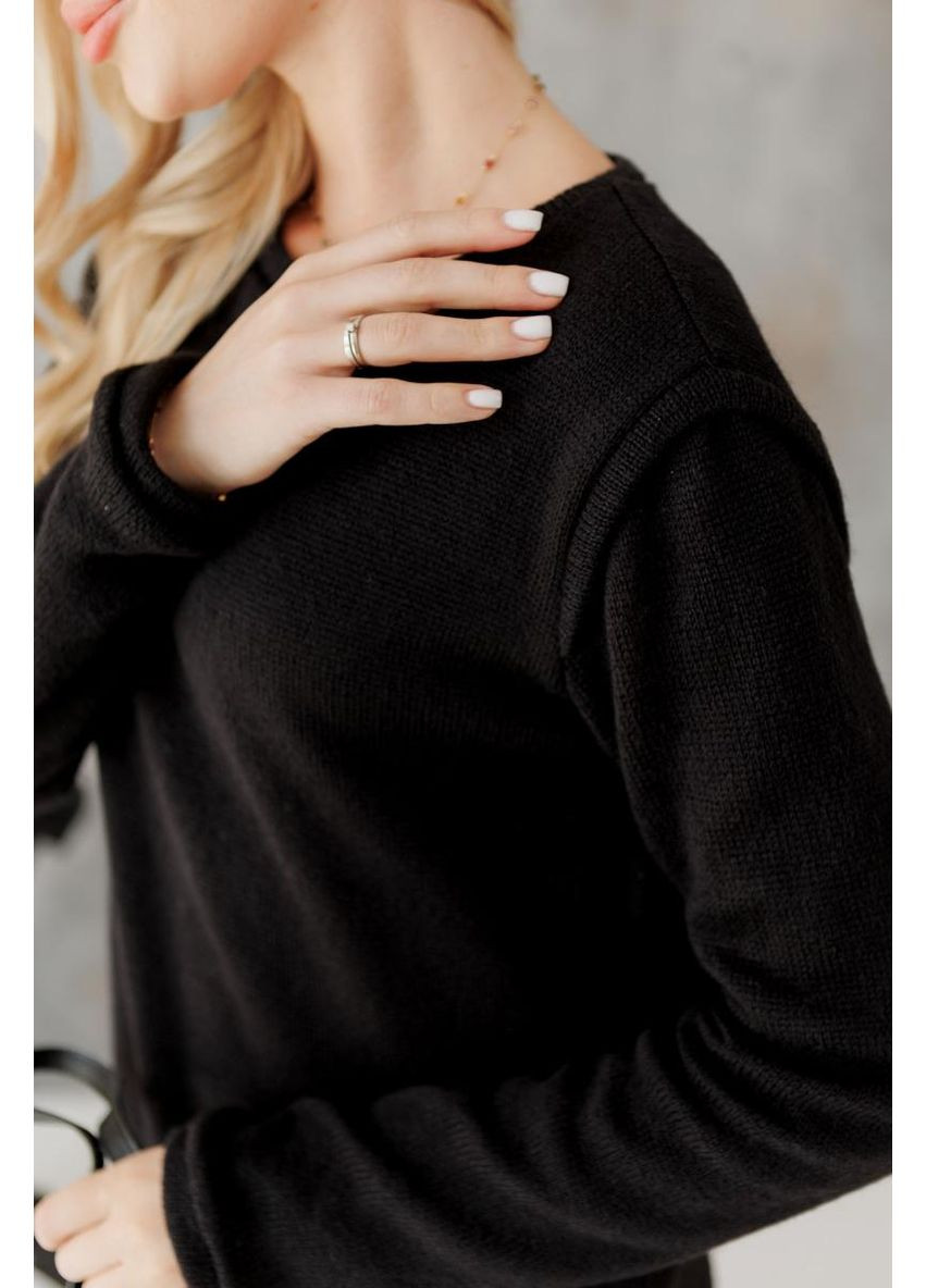 Черное кэжуал платье мини вязаное николь Art Knit однотонное