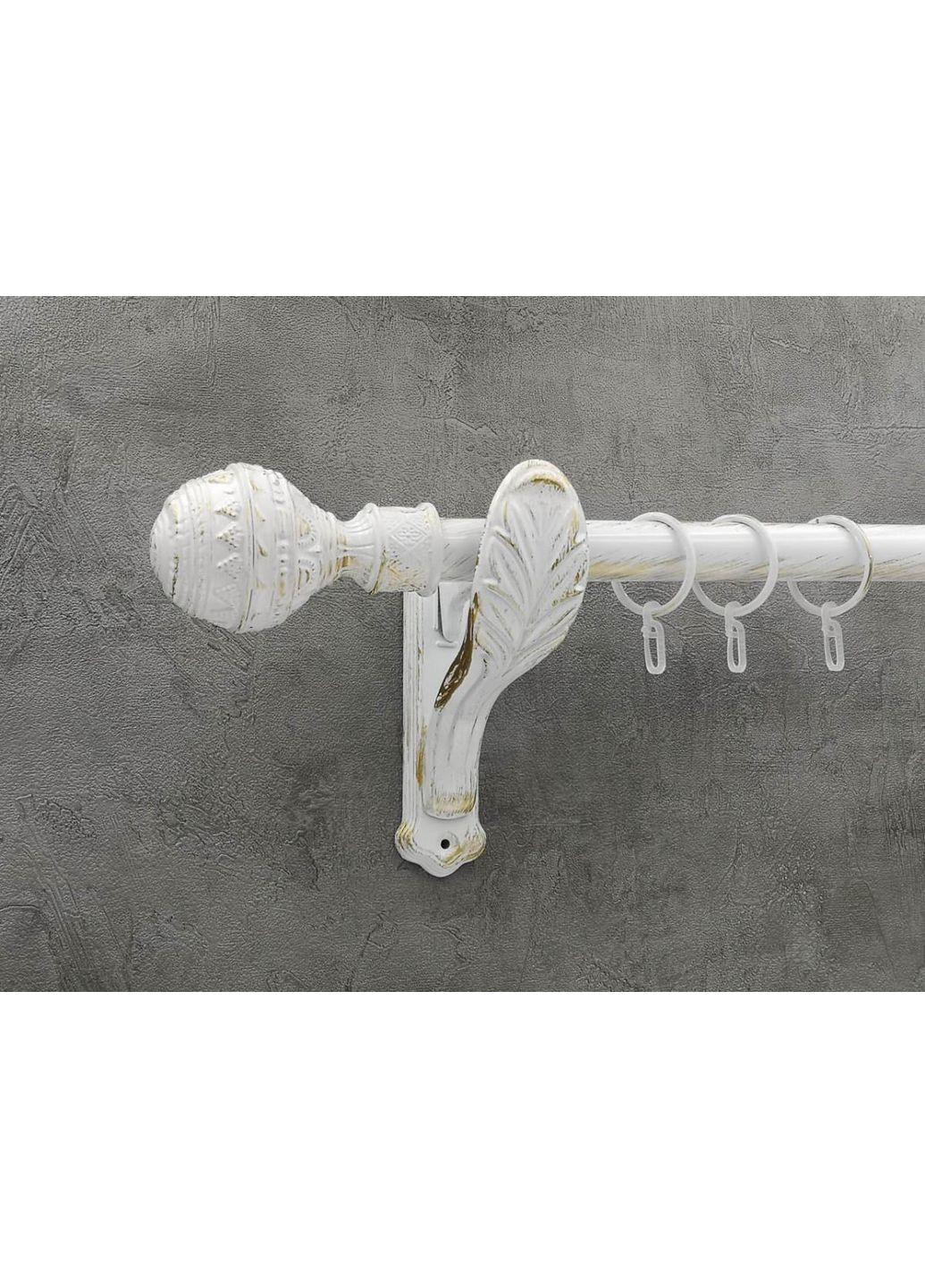 Карниз Арабеска гладка штанга одинарний ретро 25 мм 400 см Біле золото Quadrum (352779927)