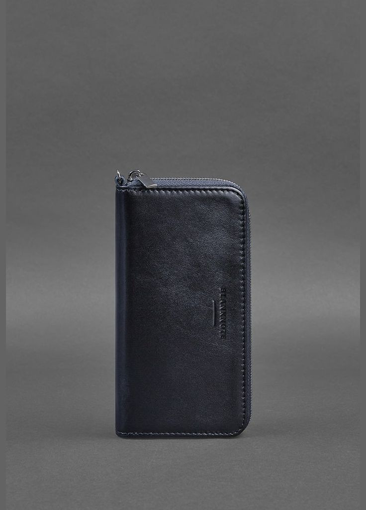 Шкіряне портмоне на блискавці 6.1 Темно-синє (A-026833) BlankNote (328444674)