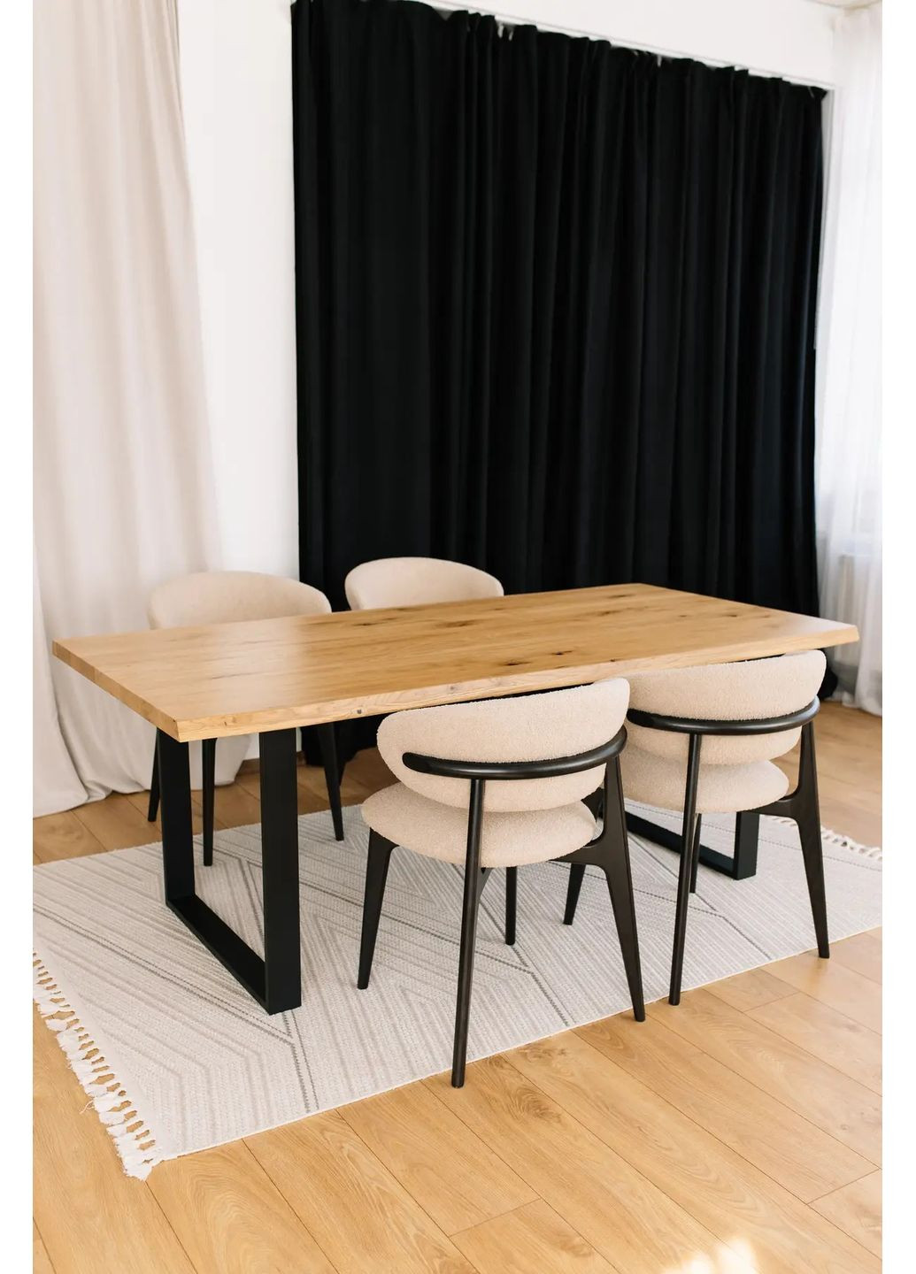 Стілець обідній Roses Натуральний каркас Чорний / Бежева тканина Букле 05 Pavlyk (372842764)