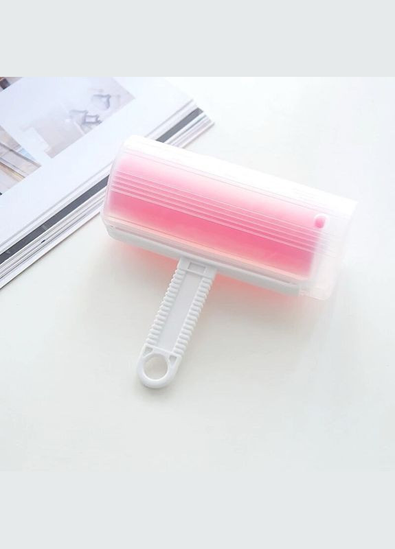 Багаторазовий липкий ролик для чистки одягу, силіконовий валик для видалення шерсті тварин із одягу та меблів Рожевий No Brand (306554996)