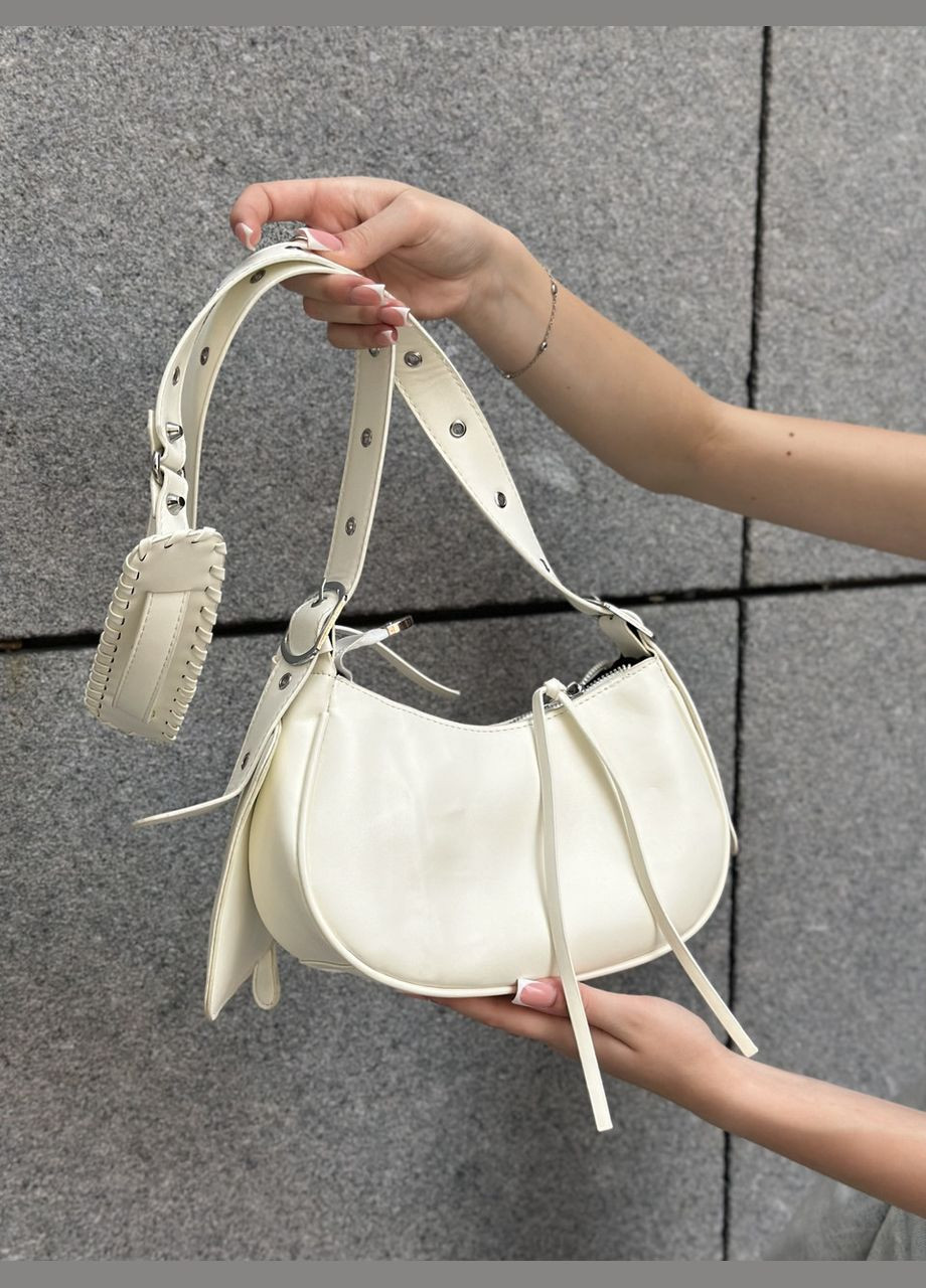 Женская сумка 10270 багет кросс-боди белая No Brand (303323121)