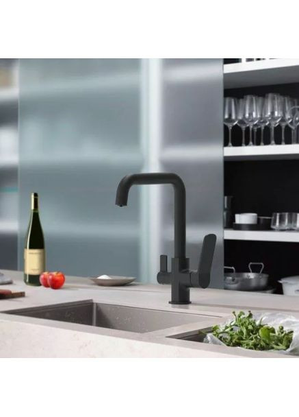 Змішувач для кухні F4362 на дві води, чорний Frap (371644836)