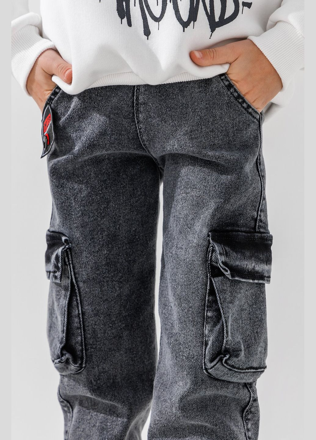 Серые демисезонные джинсы карго для мальчика 942-1 134 см серый shop (2000990731630) Pitiki