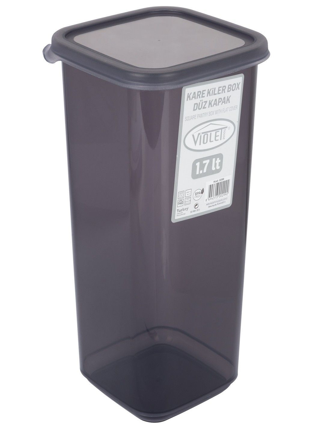 Контейнер пл. 0299 Transparent Black д/сипучих 1.7 л (0299 Transparent Black) Violet House (365275554)