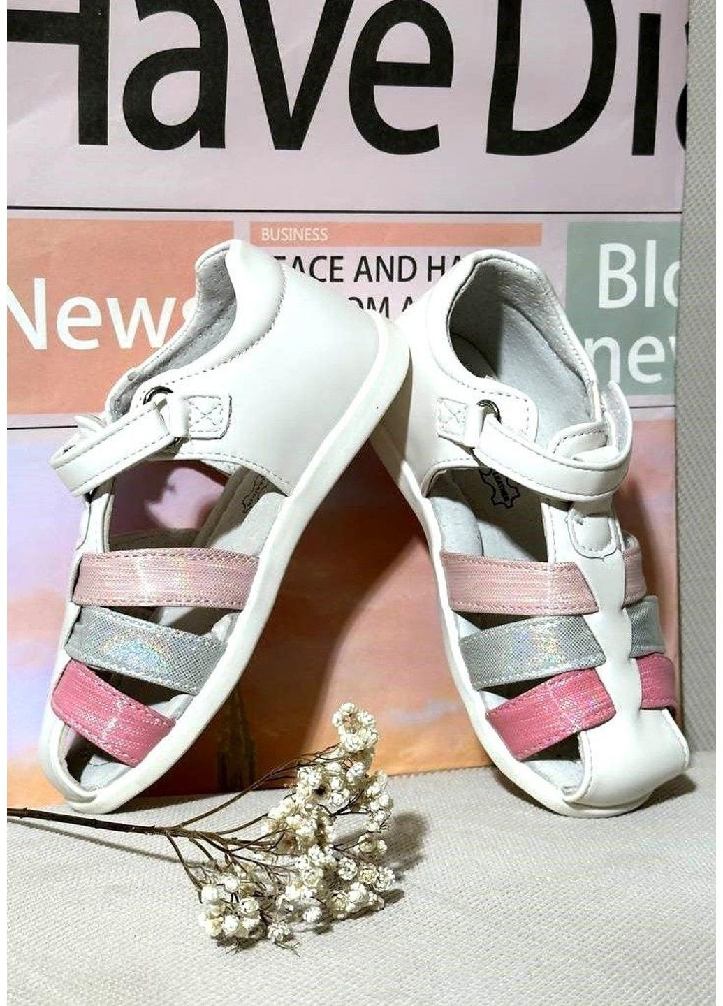 Босоніжки дитячі білі Леопард (305847695)