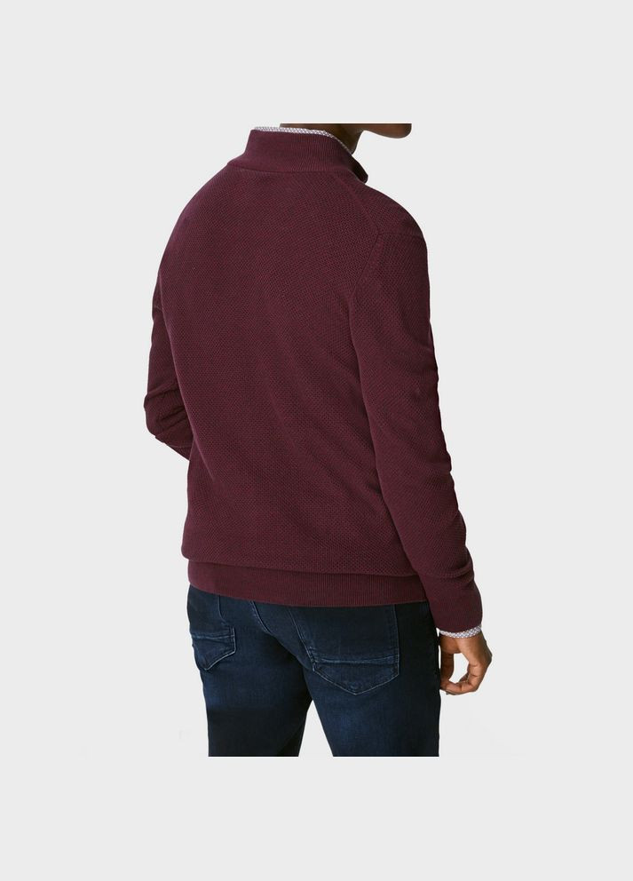 Бордовый демисезонный зип-свитер из хлопка C&A