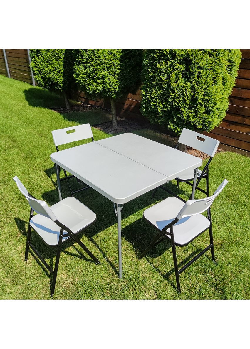 Комплект пикниковой мебели, складной стол 86×86 см и 4 стула, HDPE Iki yildiz (366643852)