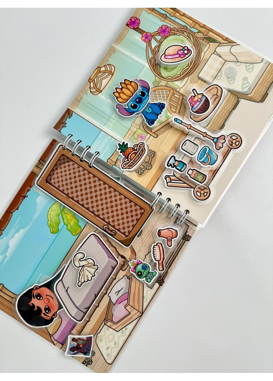 Подарунковий набір “Ліло і Стіч” для дітей – книжка на липучках + розмальовка, дитяча розвиваюча гра. No Brand (370952813)