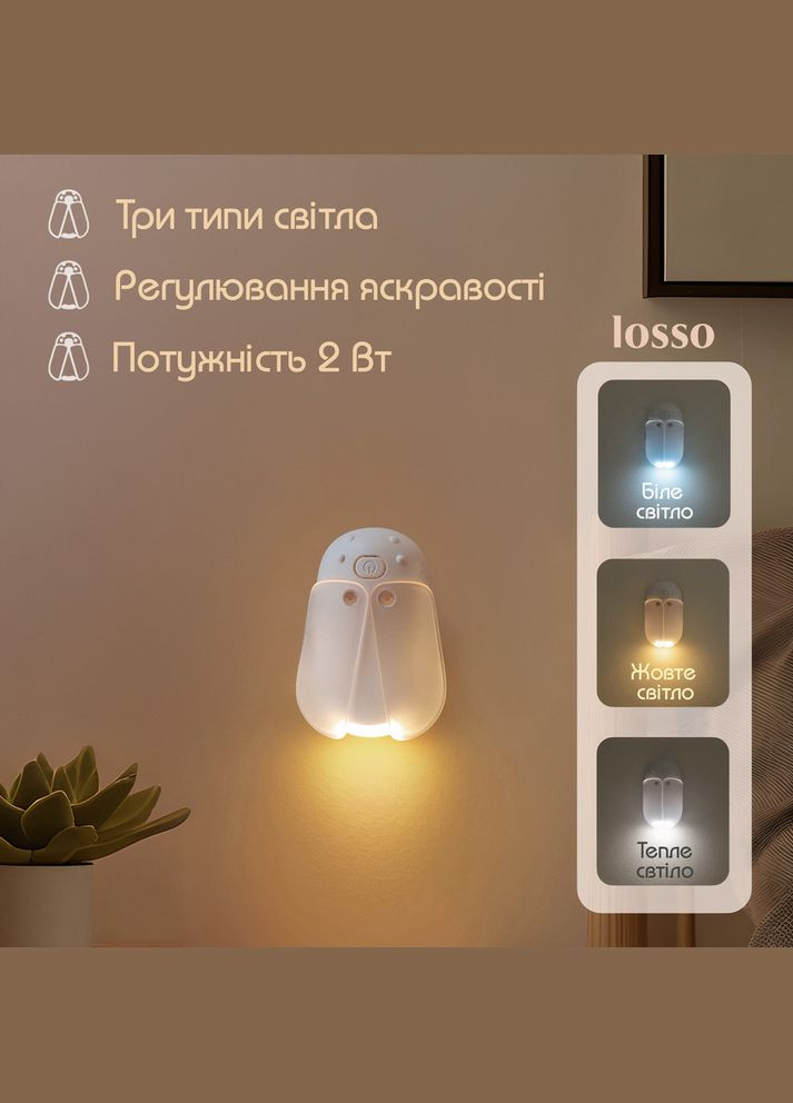 Нічник ліхтарик для читання на магніті LJC-235 «Світлячок» Losso (345734431)