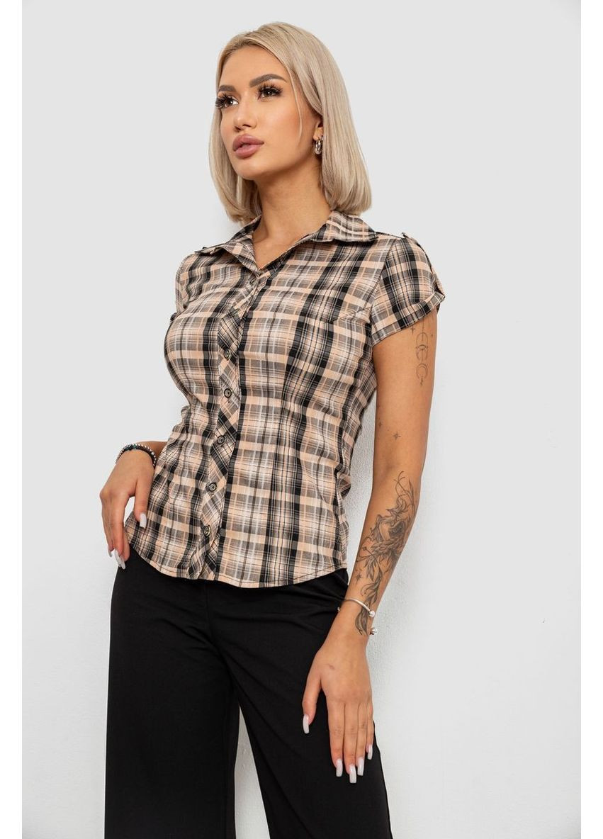 Бежева сорочка жіноча в клітку повсякденна Ager 230R062