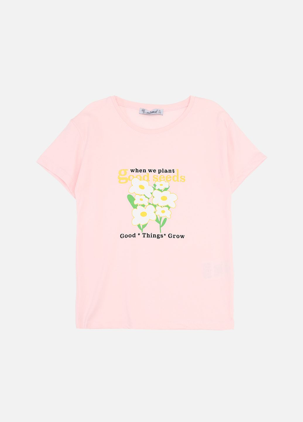 Світло-рожева літня футболка з коротким рукавом для дівчинки колір світло-рожевий цб-00277088 No Brand