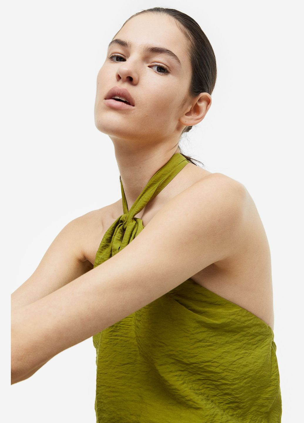 Оливковое повседневный платье H&M однотонное