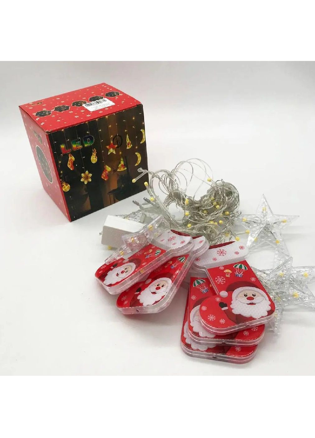 Гирлянда штора звезда сапожек новогодняя с работой от сети контроллером соединением гирлянд 3х0,80 м (481881-Prob) Теплая белая Unbranded (367775606)