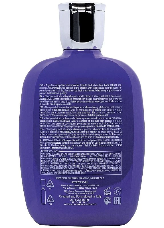 Шампунь для світлого або знебарвленого волосся Milano Semi Di Lino Blonde Anti-Yellow Low Shampoo 250ml (2-1006085) Alfaparf (380118916)