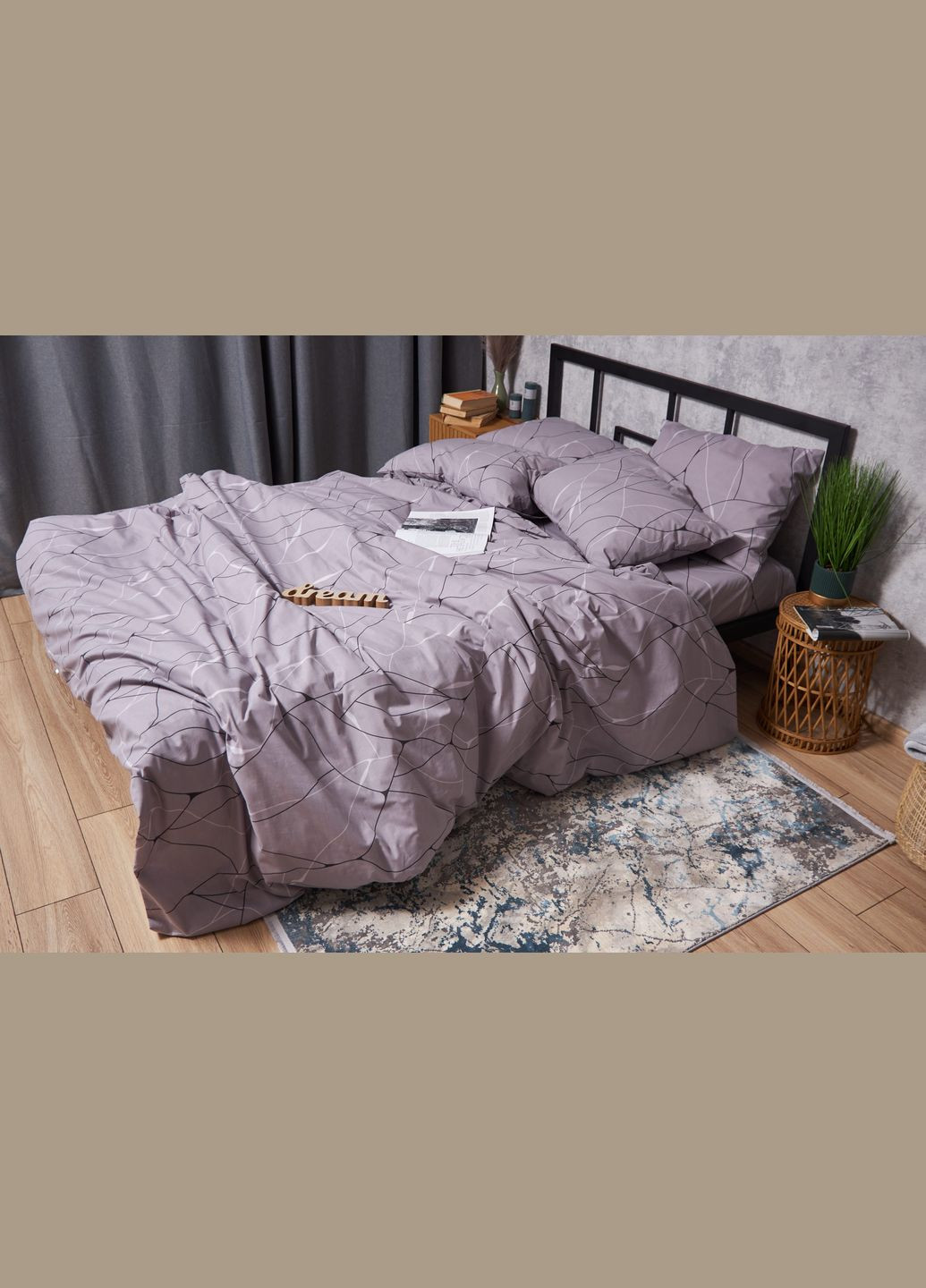 Підковдра Бязь Gold Люкс Полуторна Євро 160 x 220 см (MS-870000271) Moon&Star Graphite (303576566)