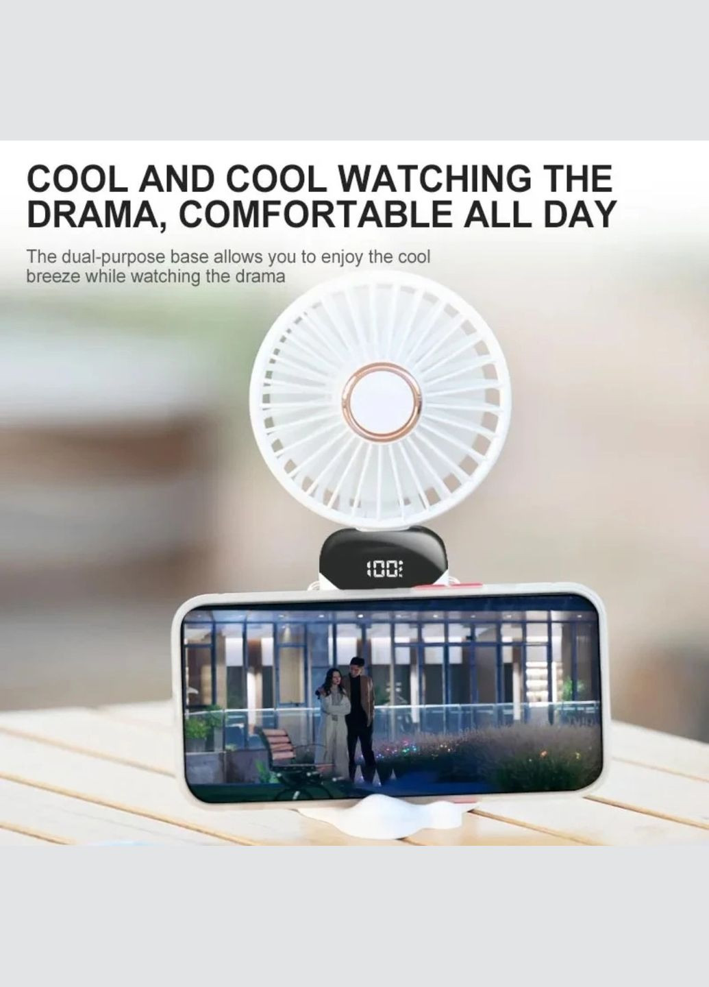 Вентилятор ручний з акумулятором micro USB темно-синій No Brand (302678834)