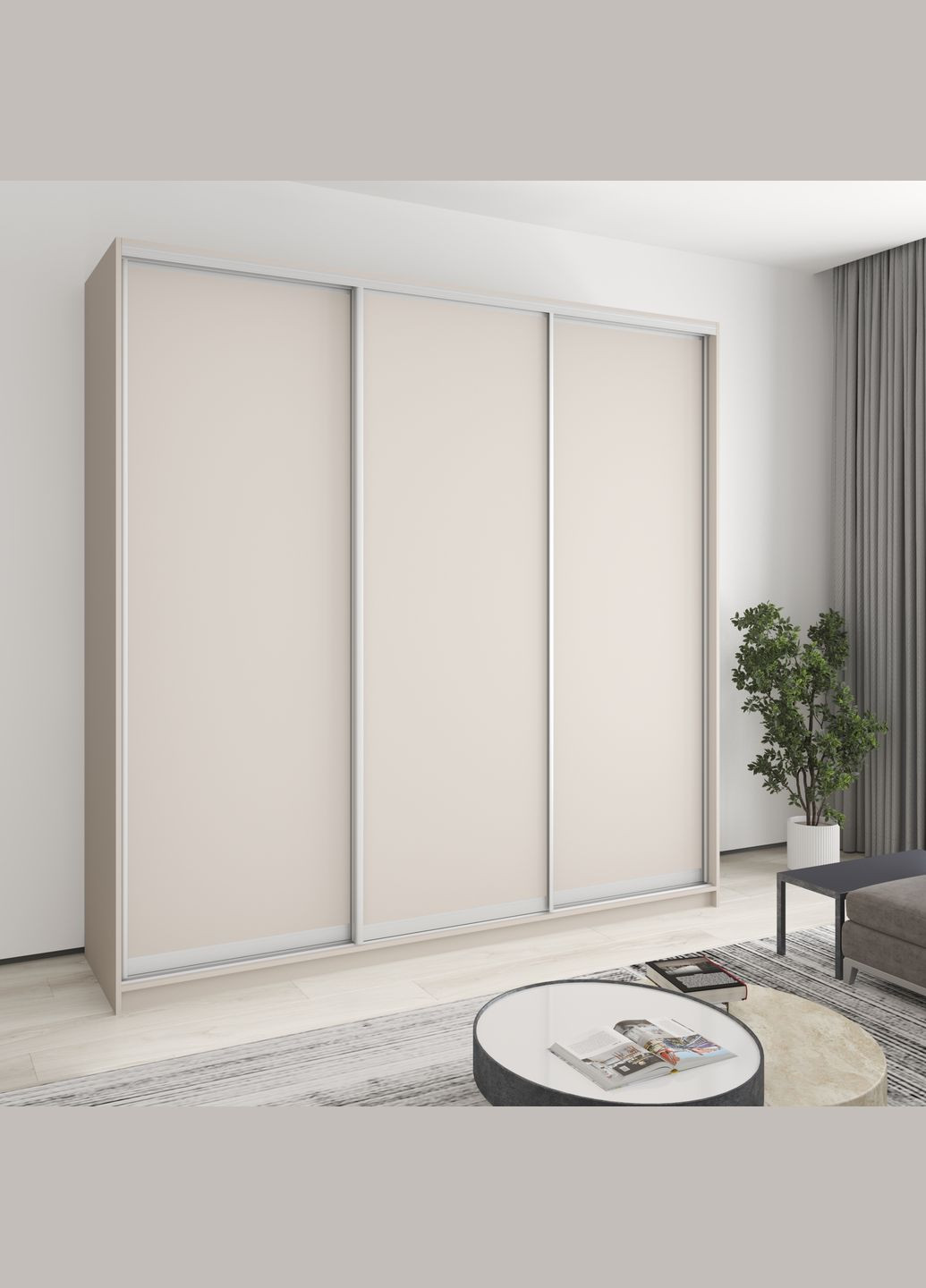 Шафа-купе тридверна Комбо AL 3ДСП 240x45x240 см Кашемір (MBS-2064) MebelStar (346288282)