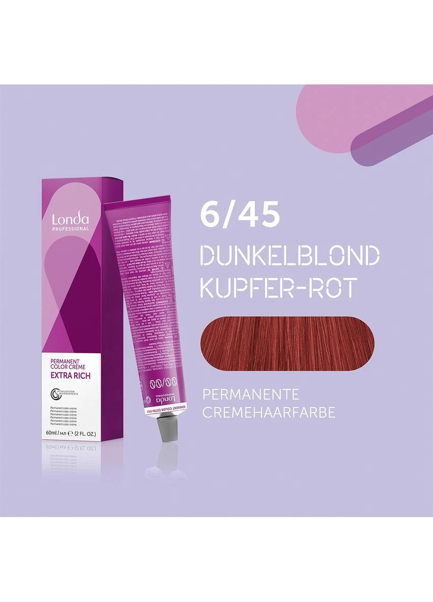 Стойкая краска для волос Permanente Color 6/45 Темный блонд медно-красный 60 мл Londa Professional (392946722)