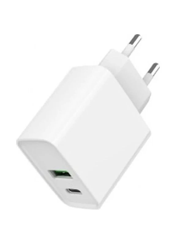 Зарядний пристрій USB-A + Type-C (PD20W + QC3.0 18W) white (TA-UC-PDQC20-01-W) Gembird (399594434)