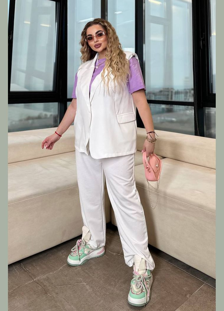 Спортивні штани жіночі білого кольору Let's Shop (304726376)