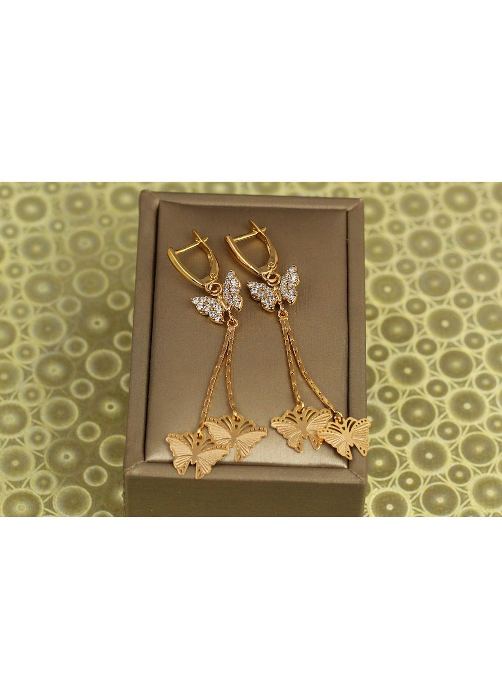 Серьги подвески Хuping Jewelry три бабочки 6 см золотистые love-shopping Xuping Jewelry (354661716)
