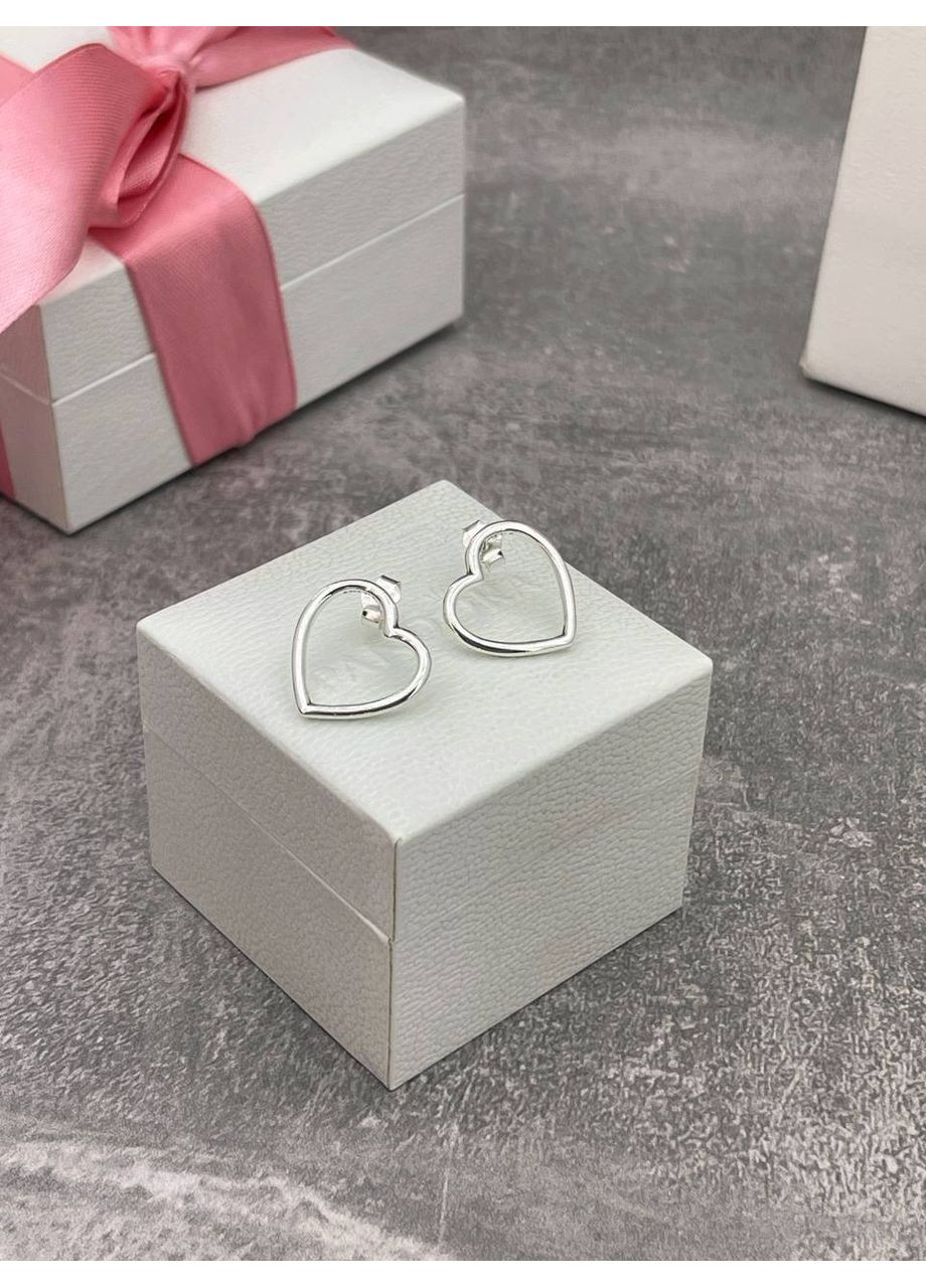 Срібні Сережки Пандора у формі серця кульчики 293077C00 Kabluchka (355346614)