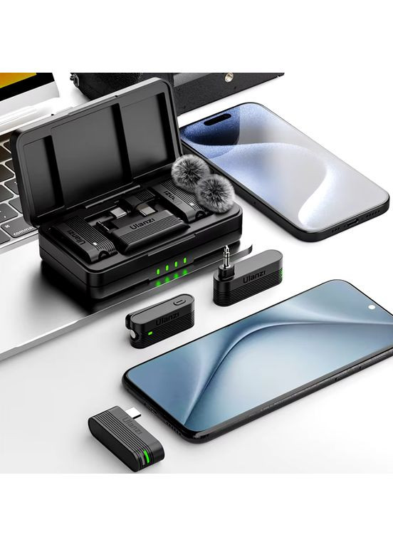 Беспроводной двойной микрофон A100 с Type-C для iPhone 15, 16, 17, Air, Pro, Pro Max Android петличный микрофон Ulanzi (369936385)