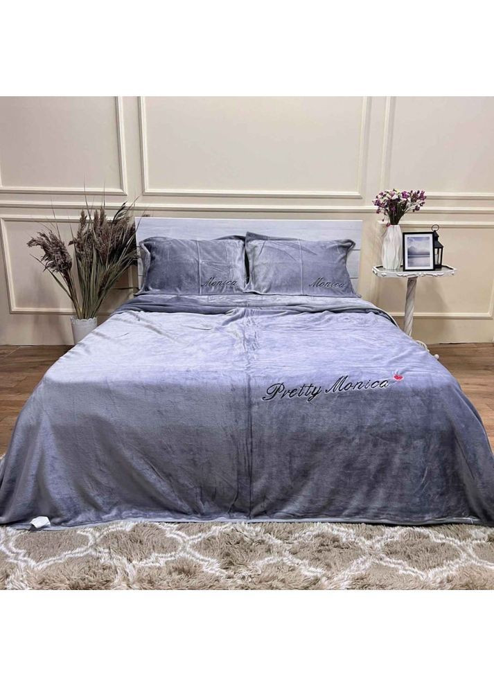 Євро комплект Теплої велюрової постілі “Monica” розмір 200х230 см. колір Сірий Koloco Моніка (364462010)