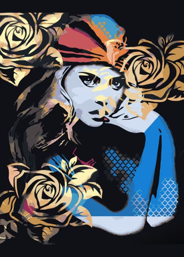 Картина за номерами ПОП арт-дівчина 40x50см Набір акриловий живопис за номерами на полотні GS1443 Strateg (308988789)