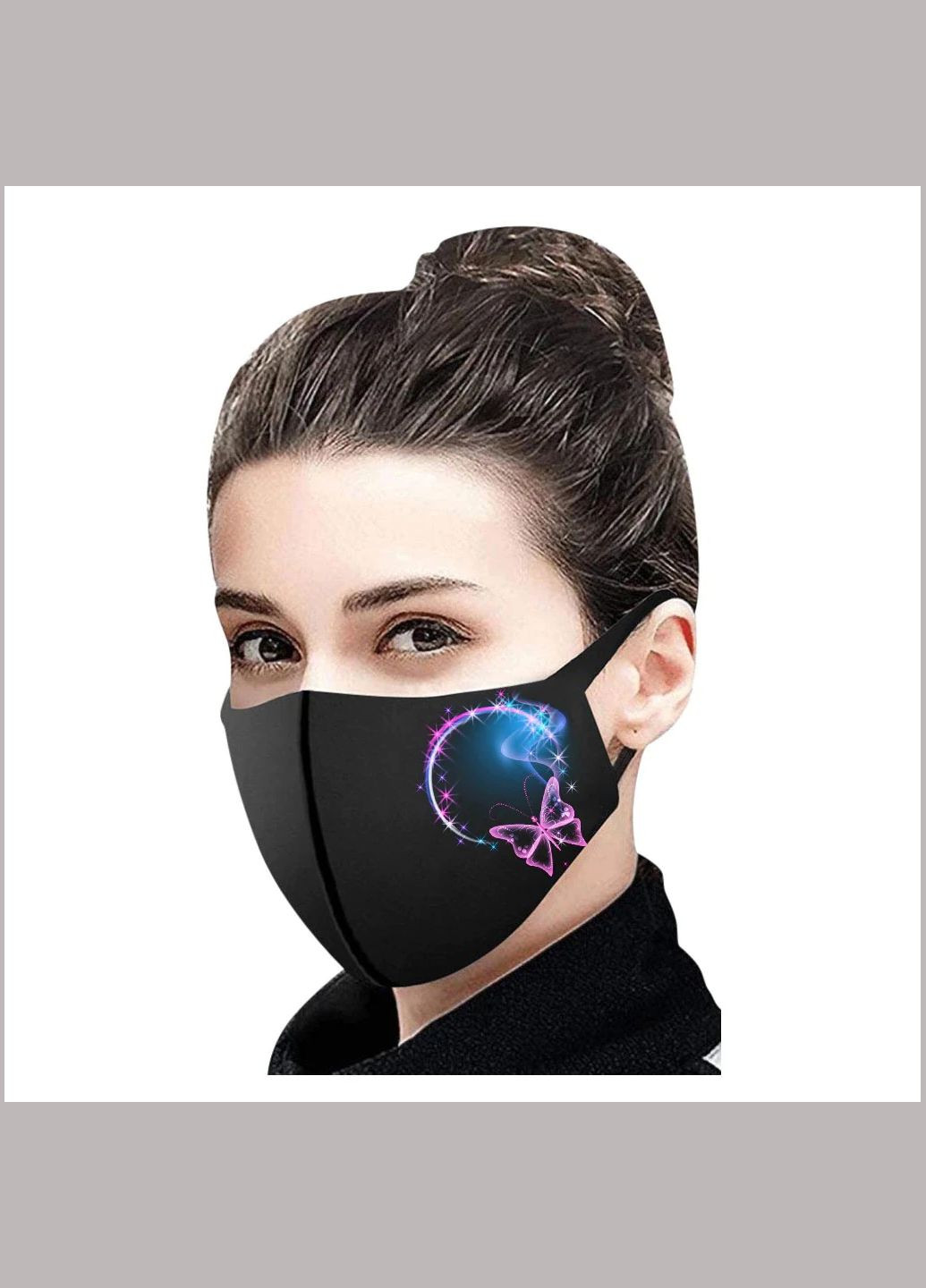 Тканинна маска для обличчя з красивим принтом, що миються, багаторазова маска, легко дихати в ній No Brand (285272307)