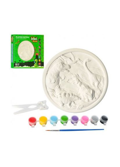 Набір для творчості 6008 гіпсова форма-розмальовка (динозаври), фарби 8 кольорів, кор., 29,5-27,5-4 No Brand (302386663)
