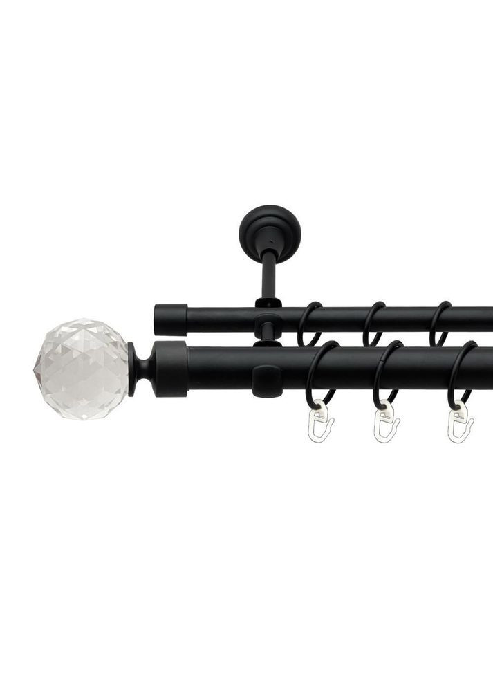 Карниз Люміера металевий дворядний відкритий гладка труба Чорний Оксамит 25\16 мм 160 см (00-00020832) ORVIT (300688348)