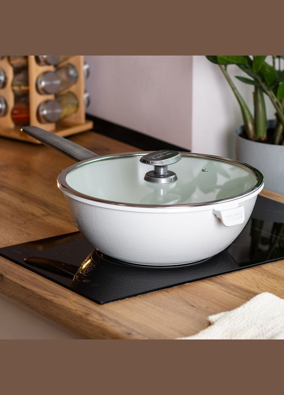 Сковорода ВОК алюмінієва 30 см з антипригарним покриттям, білий MGC (322771265)