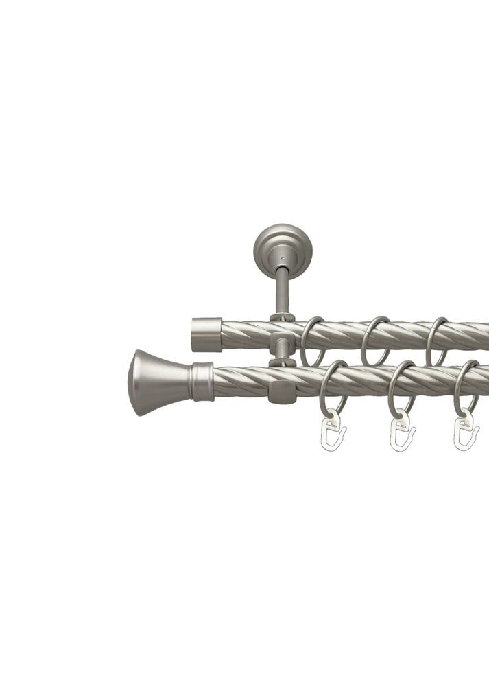 Карниз Люксор металлический двухрядный открытая скрученная труба Сатин 19\19 мм 160 см (00-00023226) ORVIT (300842982)