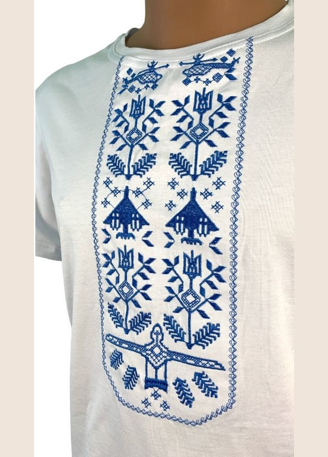 Белая футболка love self кулир белая вышивка байрактар синий р. 2xl (52) с коротким рукавом 4PROFI