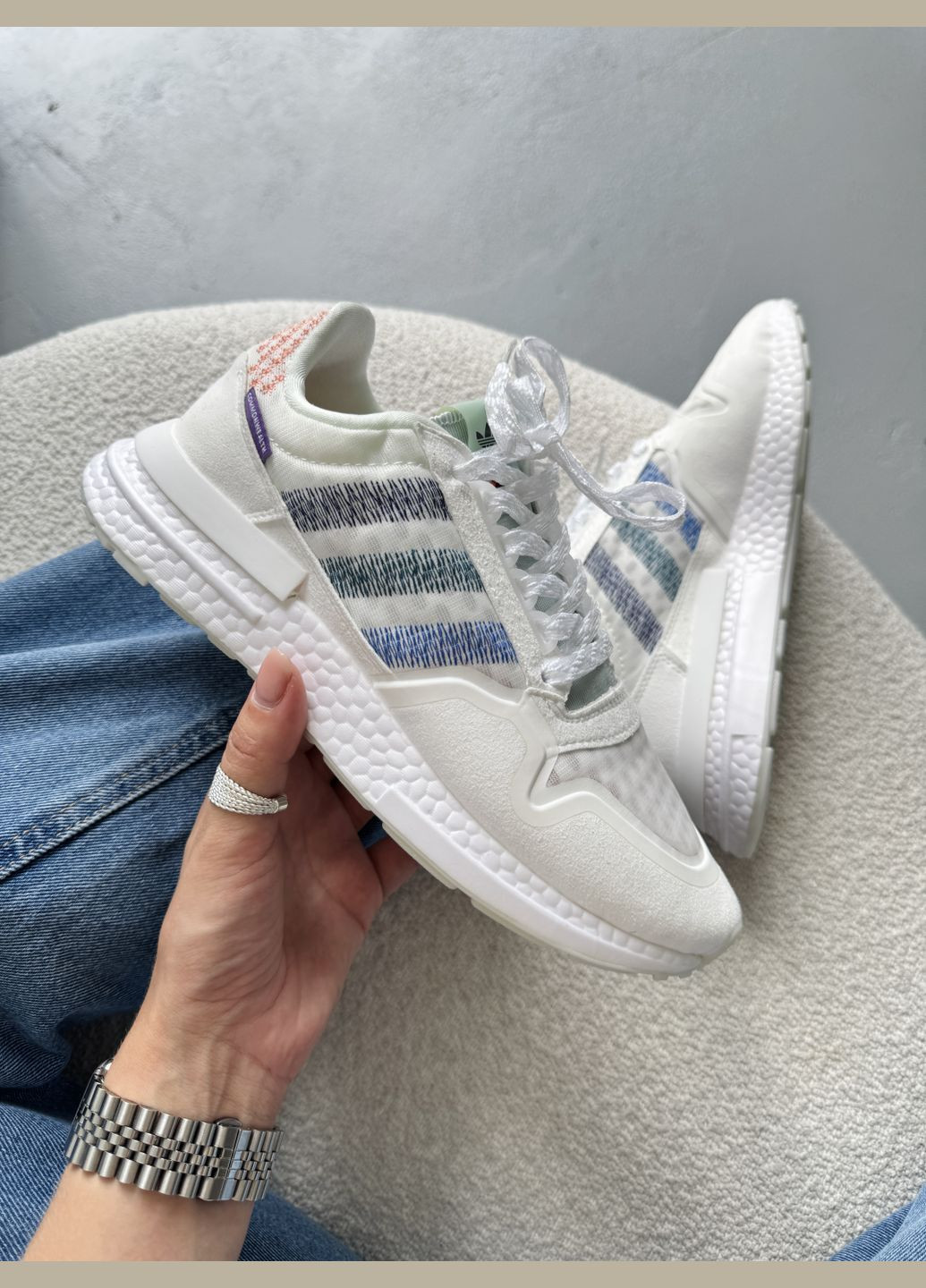 Белые демисезонные кроссовки мужские и женские adidas zx 500 rm white | адидас zx 500 белые No Brand