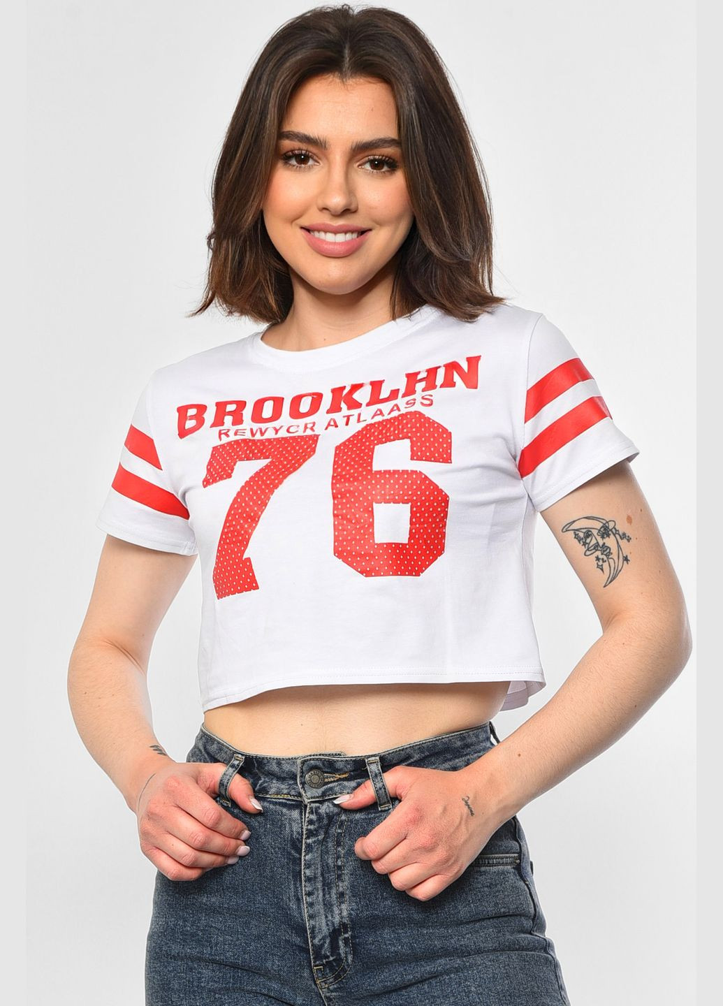 Футболка жіноча білого кольору Let's Shop - (295638986)