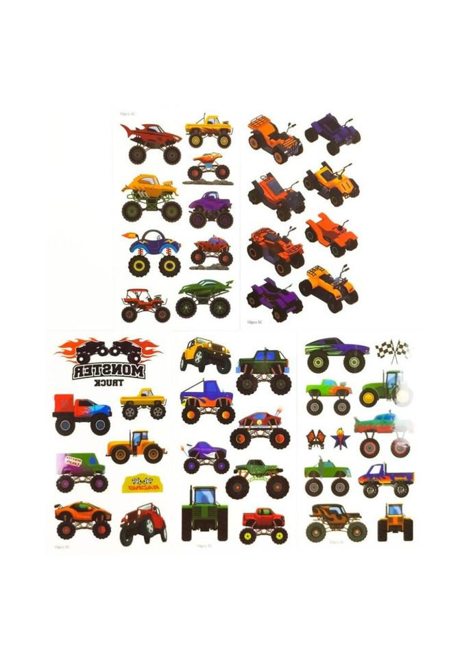 Набір дитячих тимчасових тату «Колеса-монстри №1» set-5-kids-tatto-cars-1 No Brand (330602576)