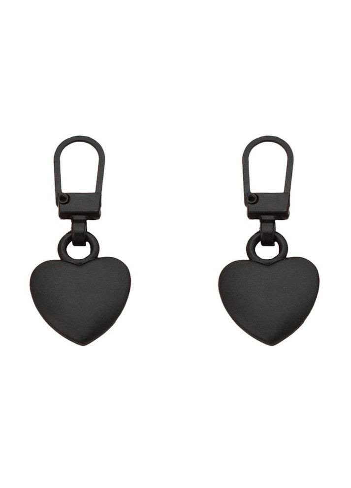 Комплект съемных бегунков на молнию сердечки черного цвета 2 шт (OK0087_3) No Brand (317285948)