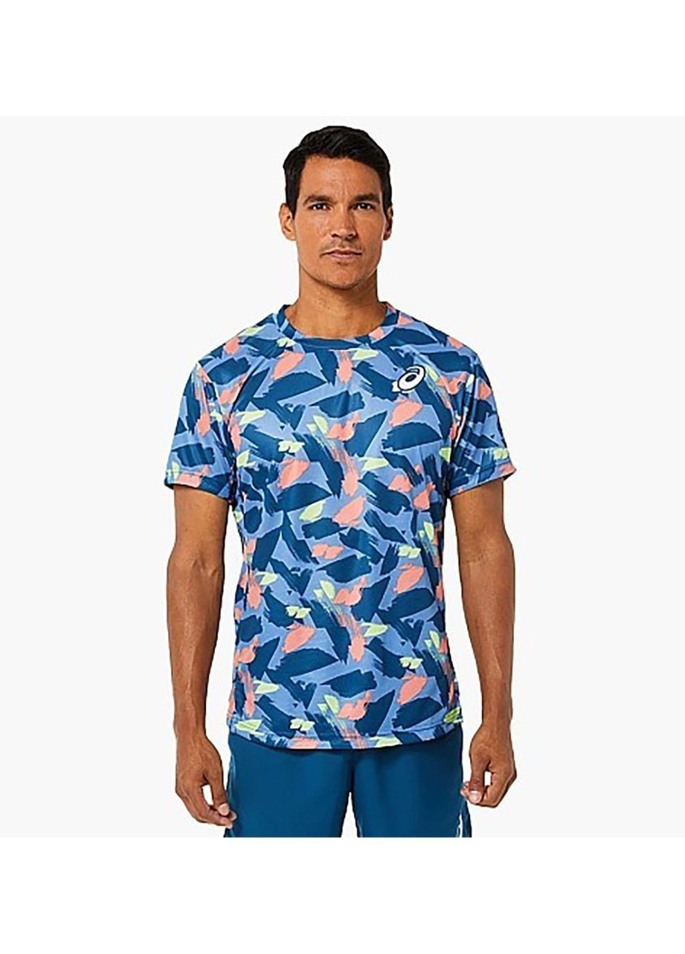 Синяя футболка муж. men match graphic ss top Asics